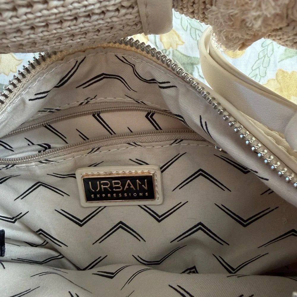 Urban Expressions Chic Woven Straw Clutch with Rhinestone Details